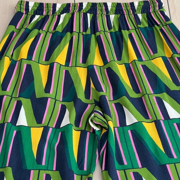 Zara Geometric Green Yellow Pink Print Palazzo Pants w/ Pockets M 60's Aesthetic - Picture 12 of 15